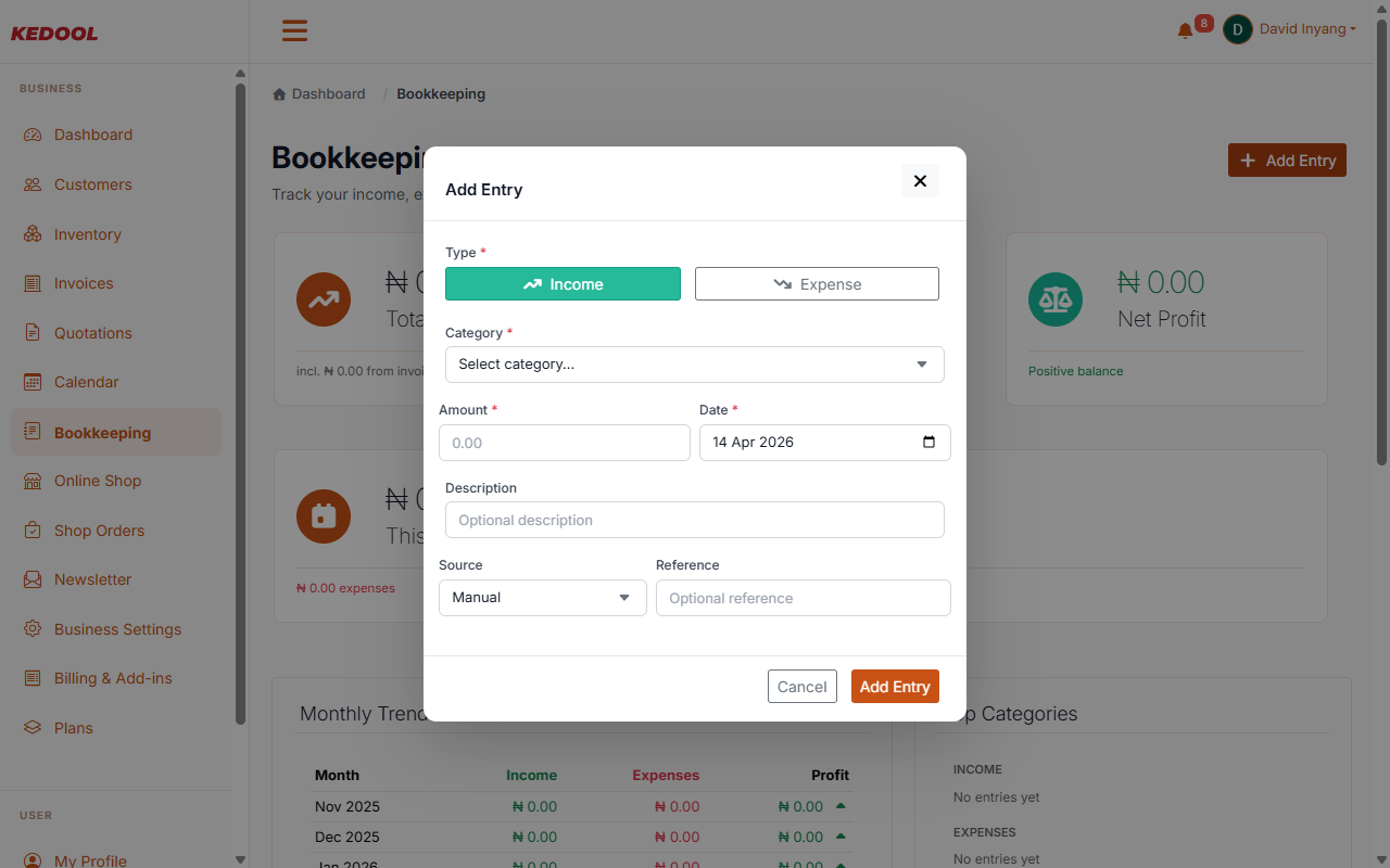 Bookkeeping & Reports